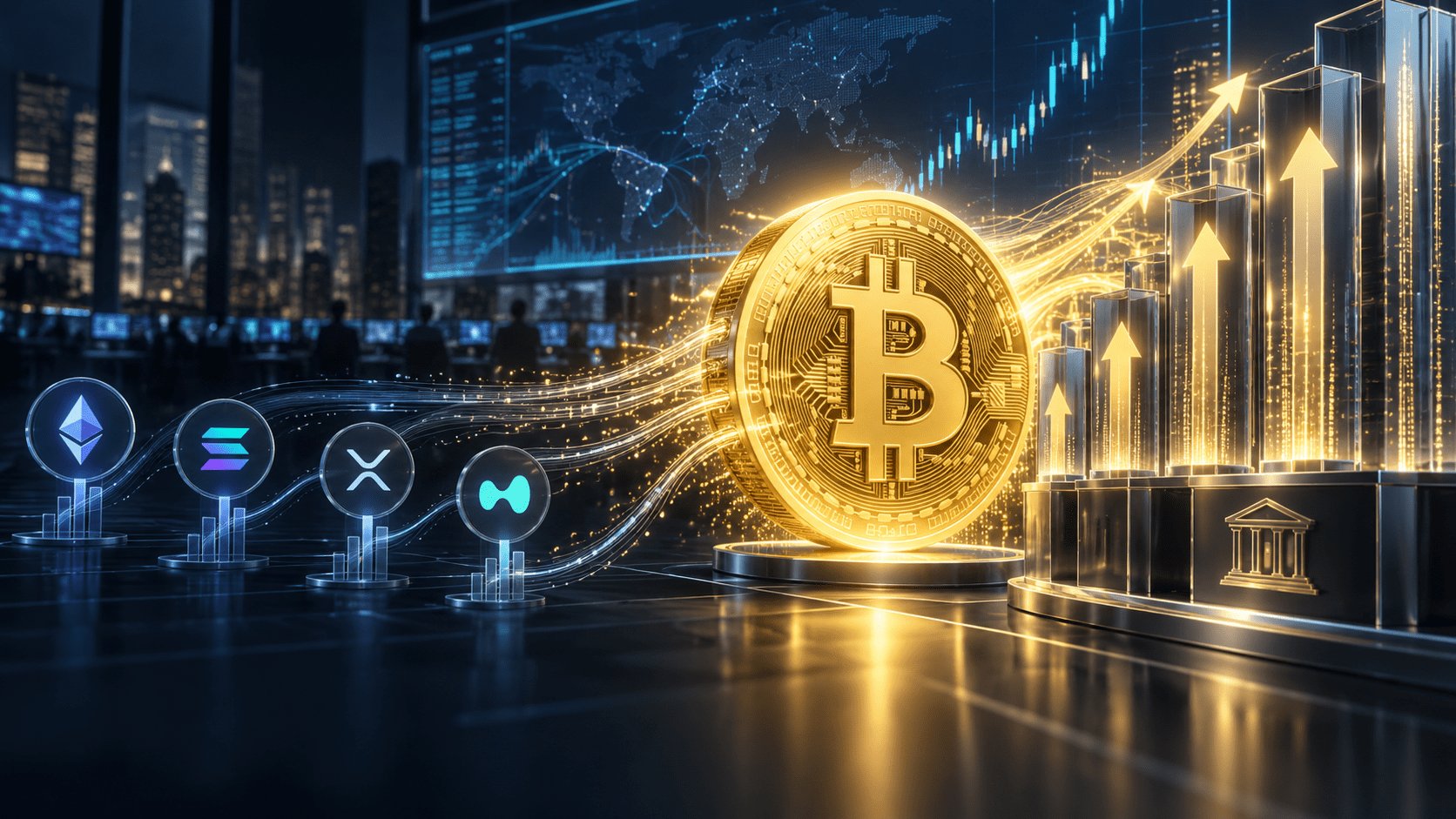 Приток почти $1 млрд в биткоин-ETF на фоне снижения активности фондов Ethereum, Solana и XRP