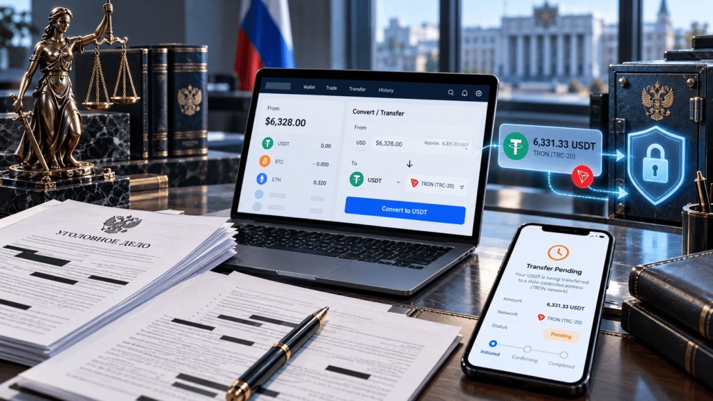 В России опубликовали протокол ареста криптовалюты с переводом USDT